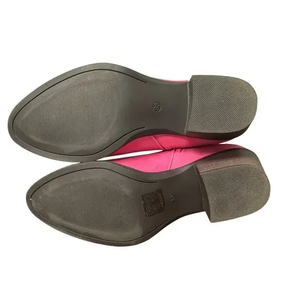 Dream Pairs Womens 8.5 Faux Pink Leather 2.25" Block Heel Mid Calf Cowboy Boots - Picture 6 of 8